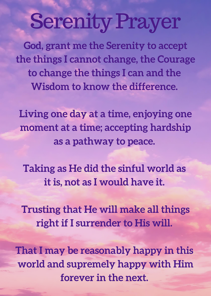 88. Serenity Prayer, Long Form Pink Purple D01.