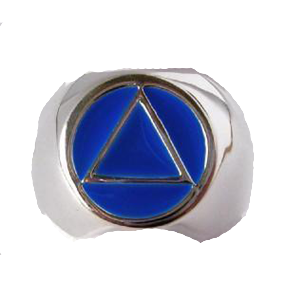 ASR03.  AA Blue Enamel Ring. Sterling Silver. - Premium Jewelry from 12 Step Gold by Jonathan Friedman - Just $49.95! Shop now at Choices Books & Gifts