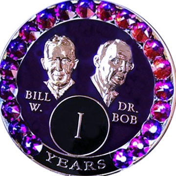 #B10. Bill & Bob Purple Coin w Volcano Crystals (1-55)