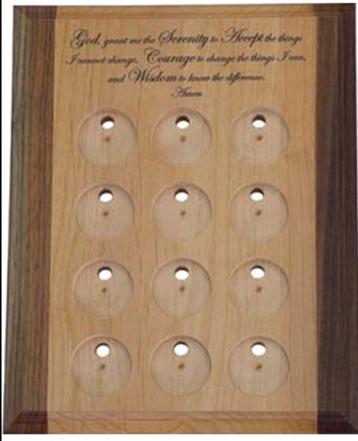 G013. 12 Medallion Holder, Serenity Prayer - Premium Gifts from Wooden U recover - Just $59.95! Shop now at Choices Books & Gifts