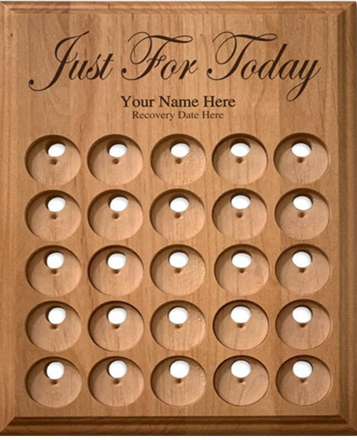 G018. 25 Medallion Holder, Just For Today- Personalized - Premium Gifts from Wooden U recover - Just $99.95! Shop now at Choices Books & Gifts