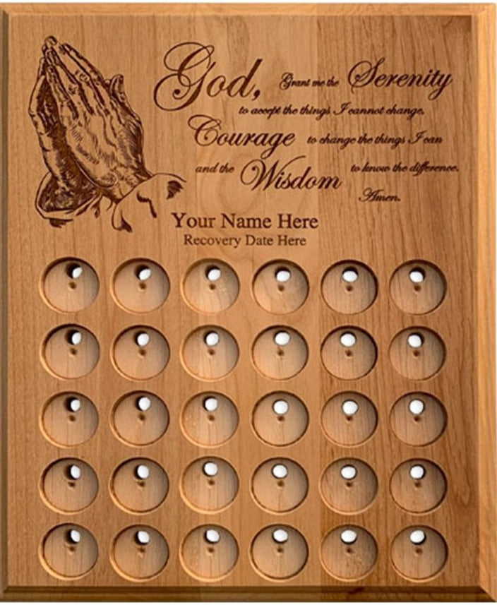 G020. 30 Medallion Holder, Serenity Prayer, Personalized - Premium Gifts from Wooden U recover - Just $109.95! Shop now at Choices Books & Gifts