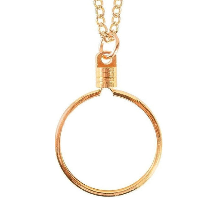 G041G. Medallion Holder Necklace: Gold, Sleek, 24 or 30 in.