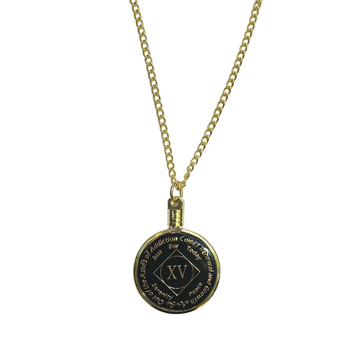 G041G. Medallion Holder Necklace: Gold, Sleek, 24 or 30 in.