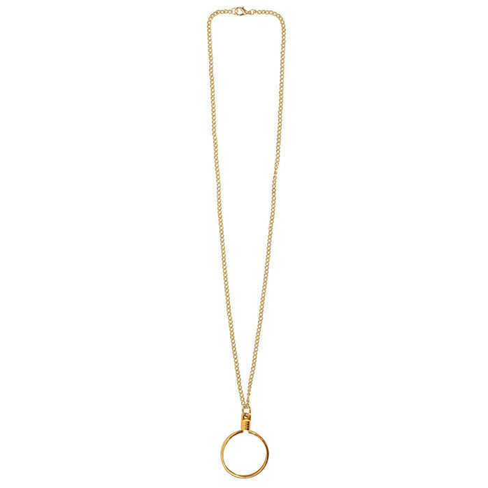 G041G. Medallion Holder Necklace: Gold, Sleek, 24 or 30 in.