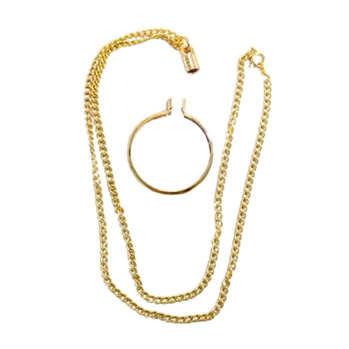 G041G. Medallion Holder Necklace: Gold, Sleek, 24 or 30 in.