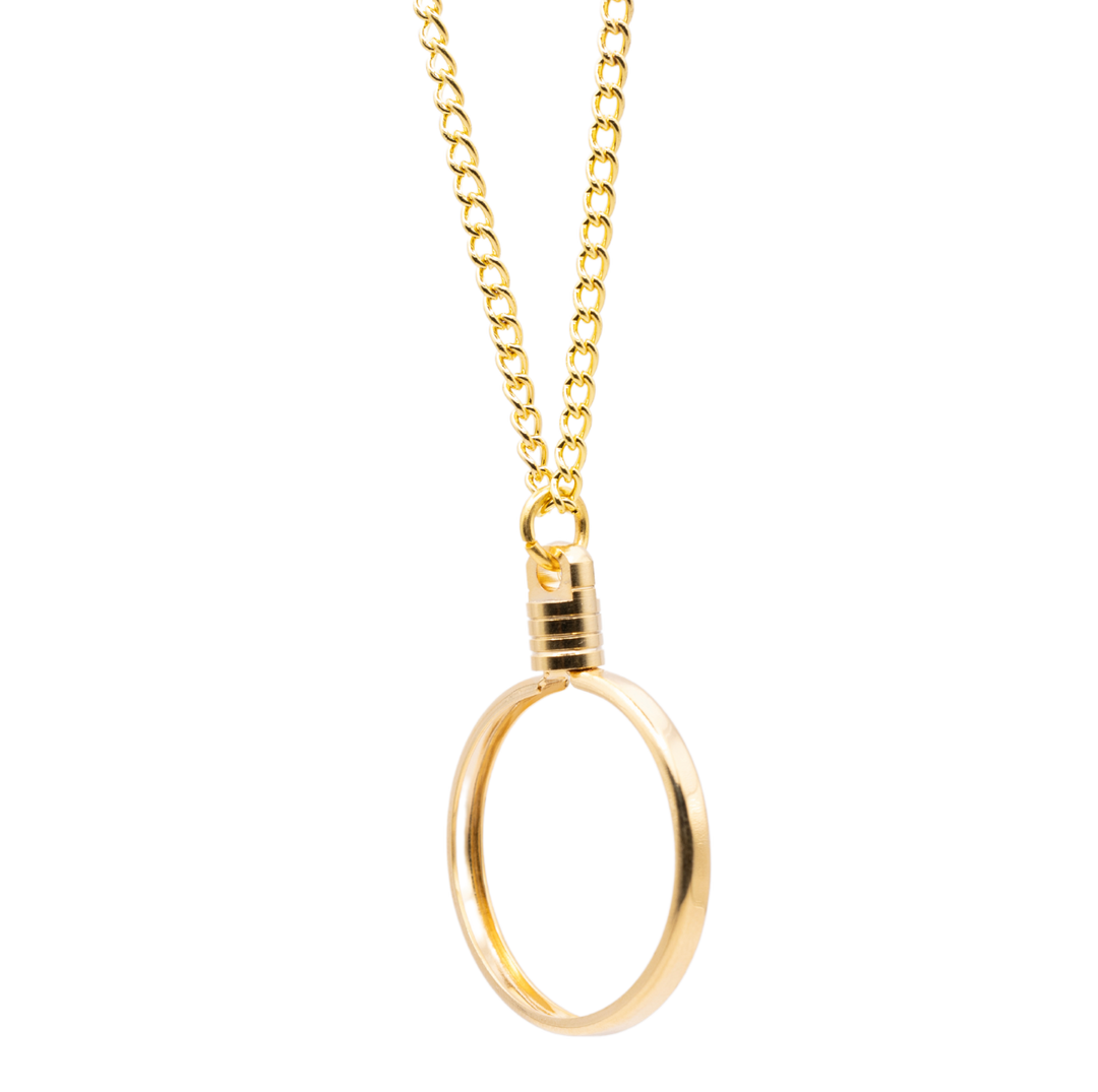 G041G. Medallion Holder Necklace: Gold, Sleek, 24 or 30 in.