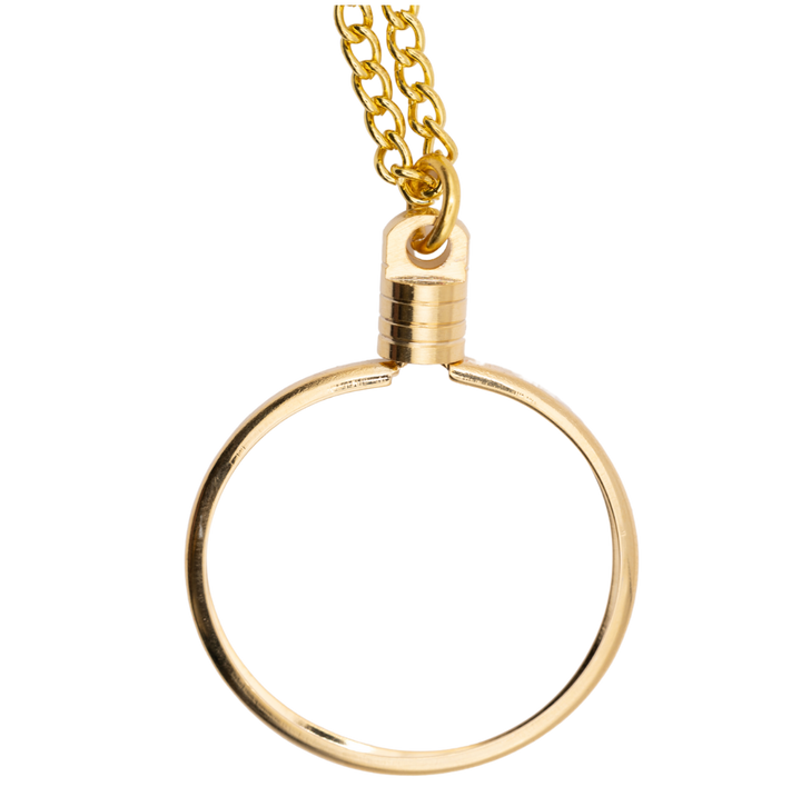 G041G. Medallion Holder Necklace: Gold, Sleek, 24 or 30 in.