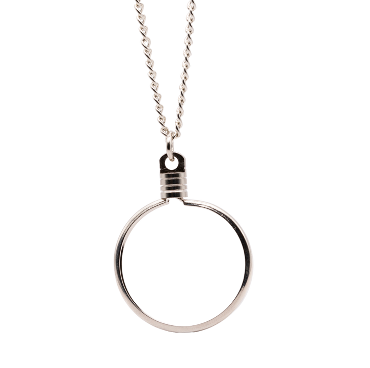 G041S. Medallion Holder Necklace: Silver, Sleek, 24 or 30 in.