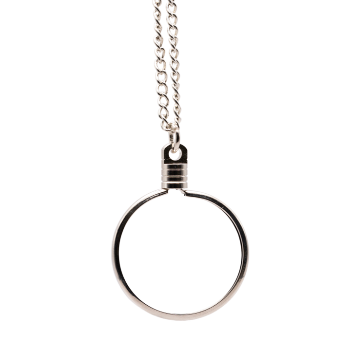 G041S. Medallion Holder Necklace: Silver, Sleek, 24 or 30 in.