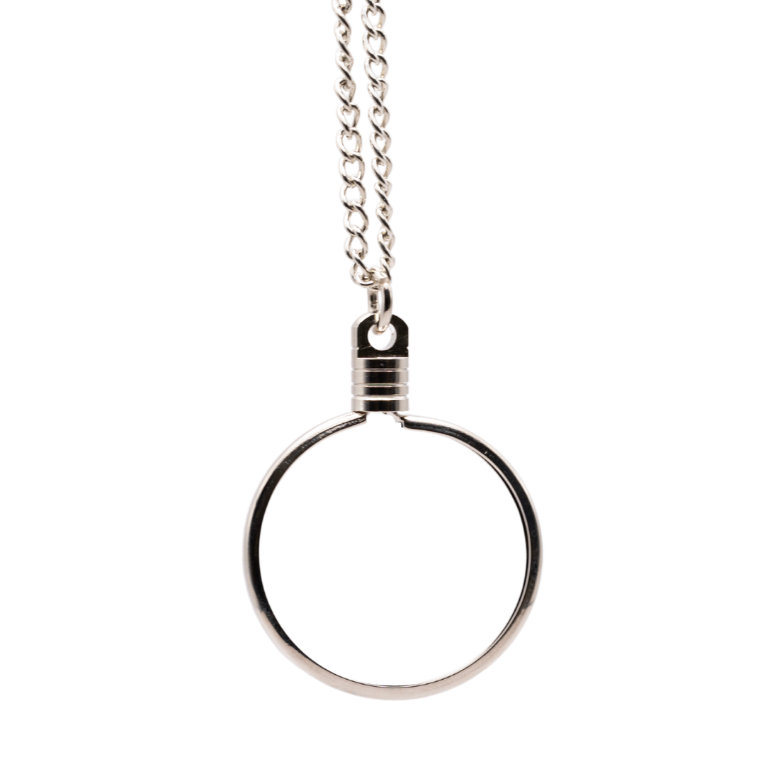 G041. Medallion Holder Necklace: Silver, 24 or 30 inch.