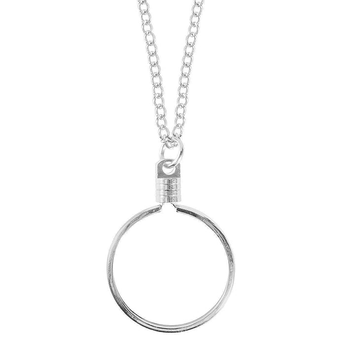 G041. Medallion Holder Necklace: Silver, 24 or 30 inch.