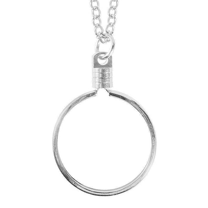 G041. Medallion Holder Necklace: Silver, 24 or 30 inch.