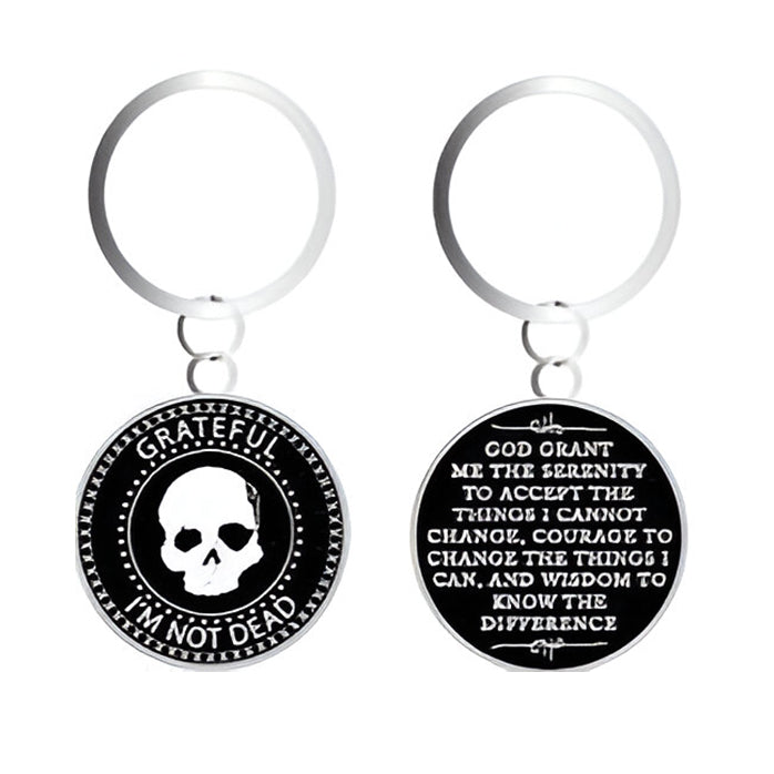 G042. Key Chain: Grateful Dead, Silver. Medallion Included