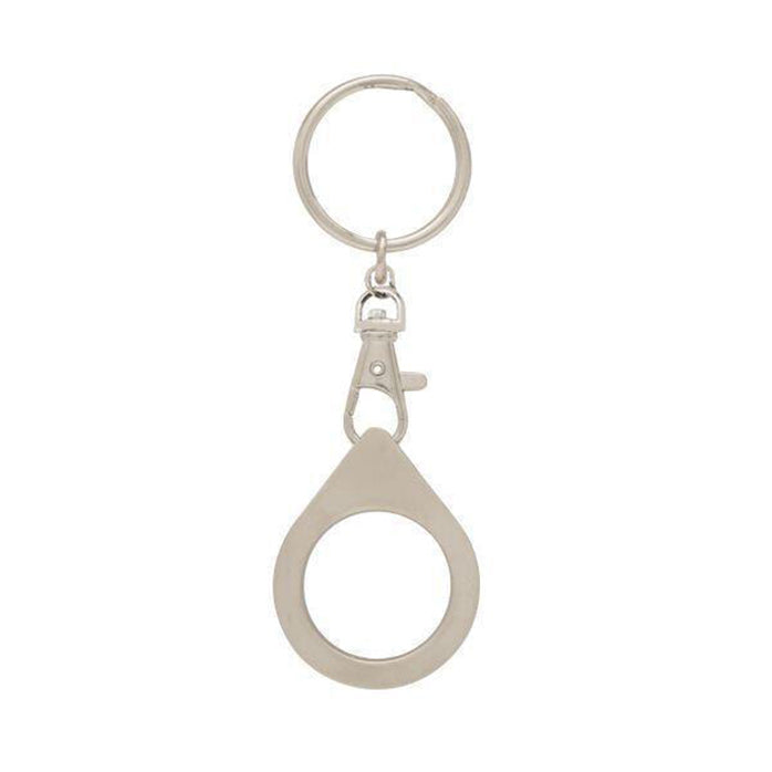 G045. Key Chain: Metal Medallion Holder, Shiny or Brushed, TEAR DROP.