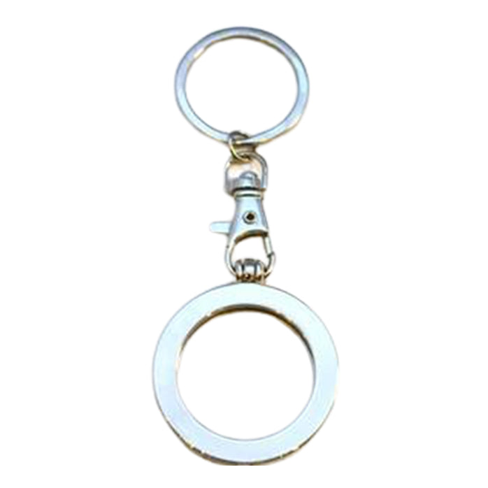 G047. Key Chain: Metal Medallion Holder, Shiny or Brushed, ROUND.