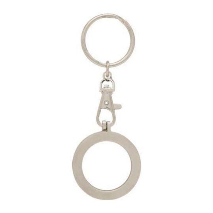 G047. Key Chain: Metal Medallion Holder, Shiny or Brushed, ROUND.