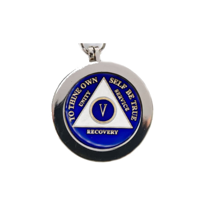 G047. Key Chain: Metal Medallion Holder, Shiny or Brushed, ROUND.