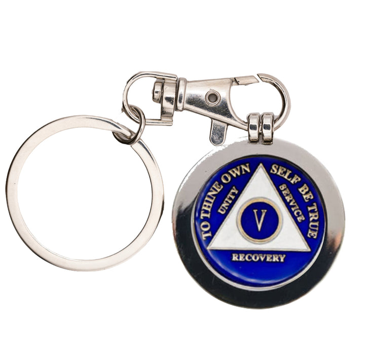 G047. Key Chain: Metal Medallion Holder, Shiny or Brushed, ROUND.