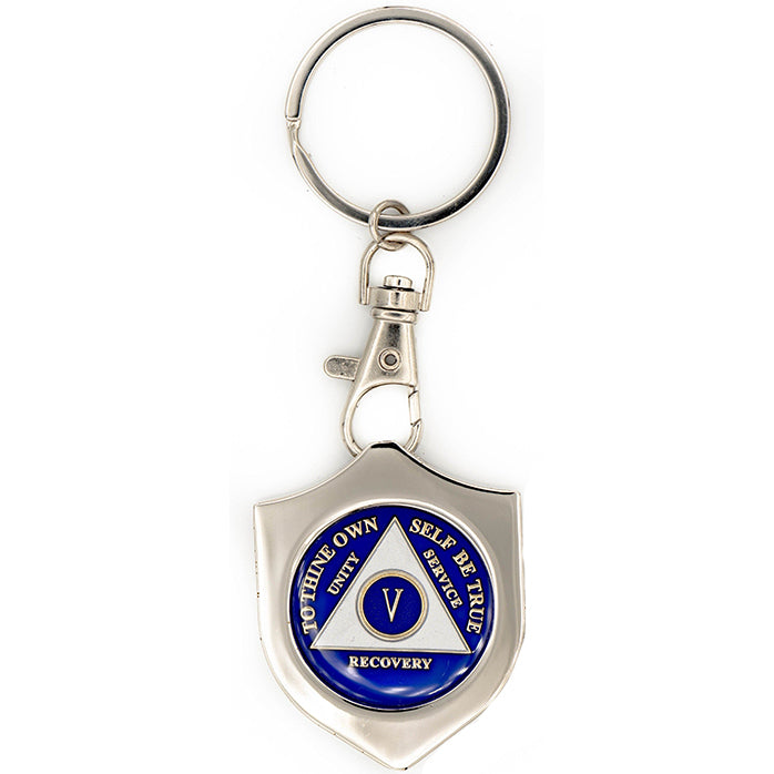 G049. Key Chain: Metal Medallion Holder, Shiny or Brushed, SHIELD.