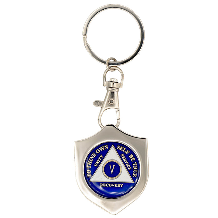 G049. Key Chain: Metal Medallion Holder, Shiny or Brushed, SHIELD.