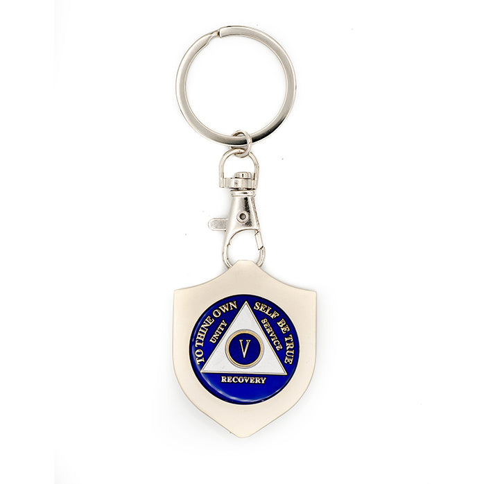 G049. Key Chain: Metal Medallion Holder, Shiny or Brushed, SHIELD.