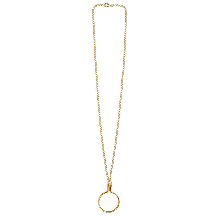 G52. Medallion Holder Necklace: Gold, 24 or 30 inch.