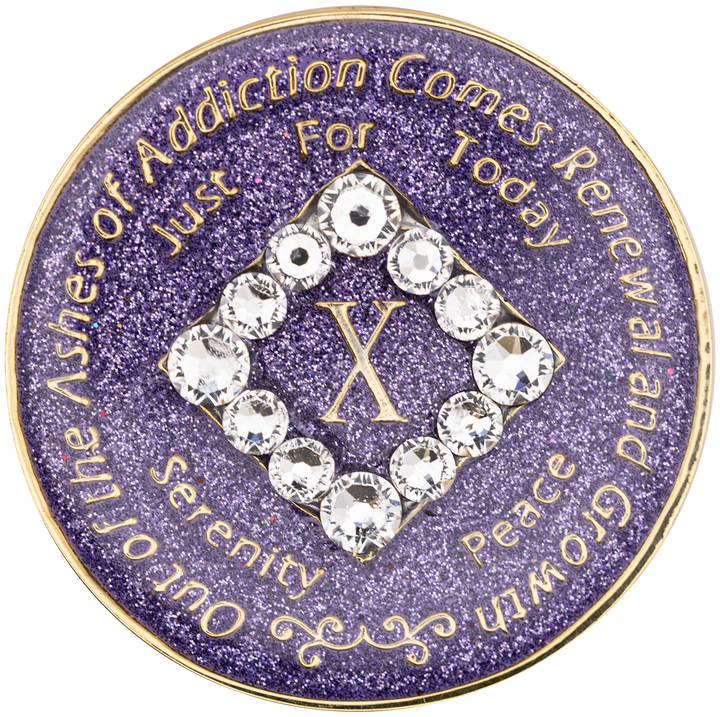 #N17. NA Glitter Lavender Coin w White Bling (1-45)