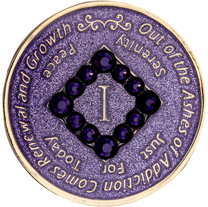 #N18. NA Glitter Lavender Coin w Purple (1-45)