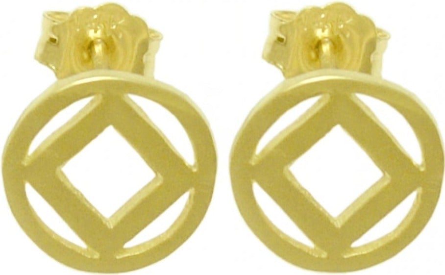 N43. NA Symbol Small Stud Earrings.   14KT Gold. - Premium Jewelry from 12 Step Gold by Jonathan Friedman - Just $199! Shop now at Choices Books & Gifts