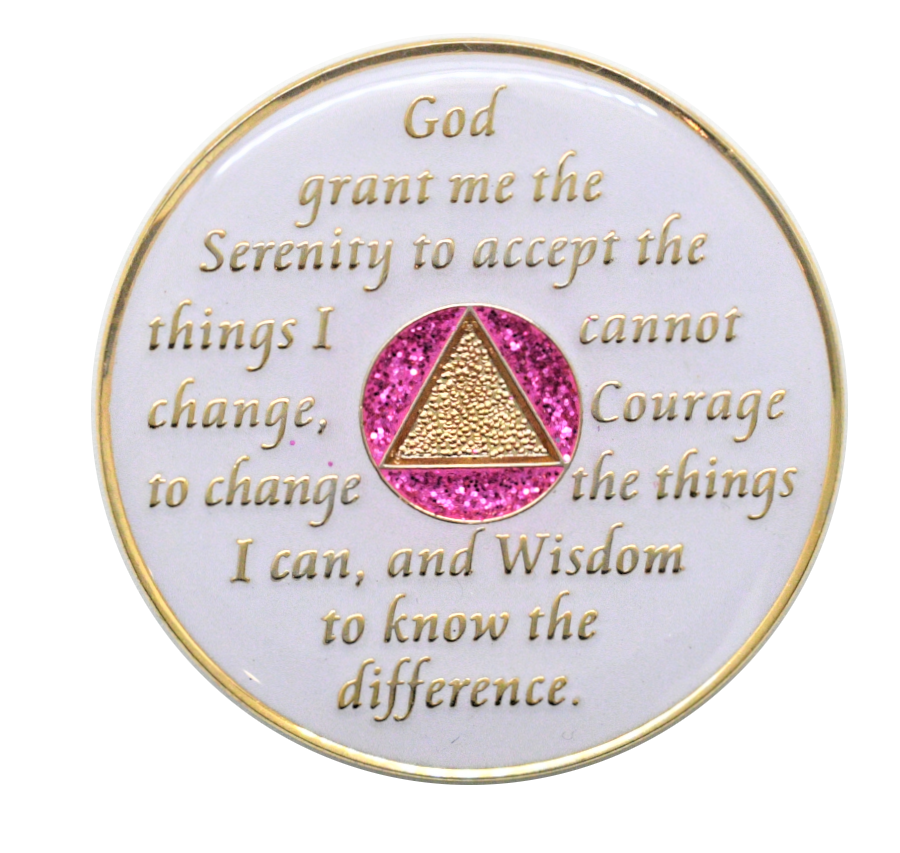 #a01. AA Medallion Glow in Dark w Pink Transition (1-65) - Premium Medallions from Choices - Just $21.95! Shop now at Choices Books & Gifts