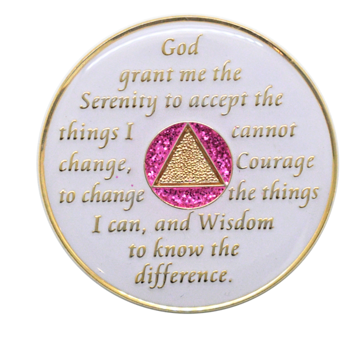 #a01. AA Medallion Glow in Dark w Pink Transition (1-65) - Premium Medallions from Choices - Just $21.95! Shop now at Choices Books & Gifts