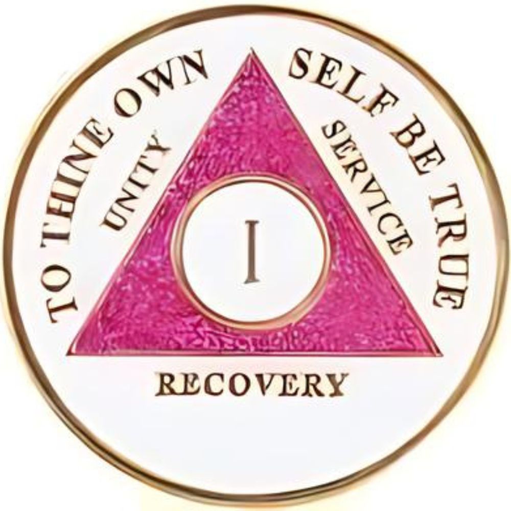 #a10. AA Chip GLOW in the Dark Glitter Pink Coin (1-50)