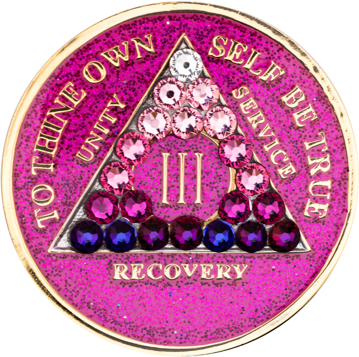 #a17. AA Glitter Pink Chip w Pink Crystals (1-65)