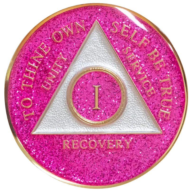 #a24.  AA Medallion Glitter Pink Coin (1-65)