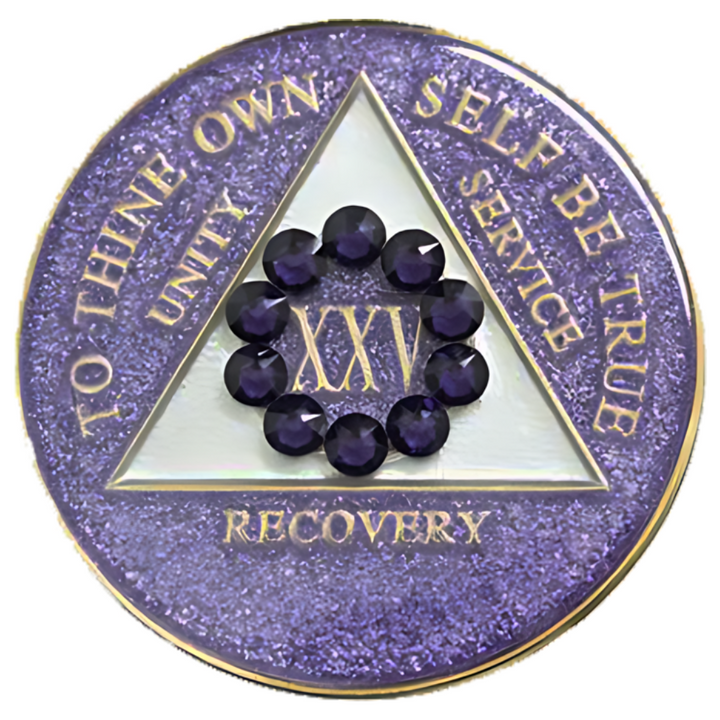 #a39. AA Glitter Lavender Medallion w Purple Circle (1-65)