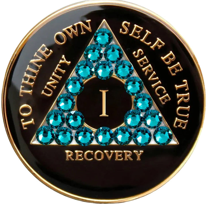 #aa105. AA Medallion Black w Turquoise Triangle (1-65)